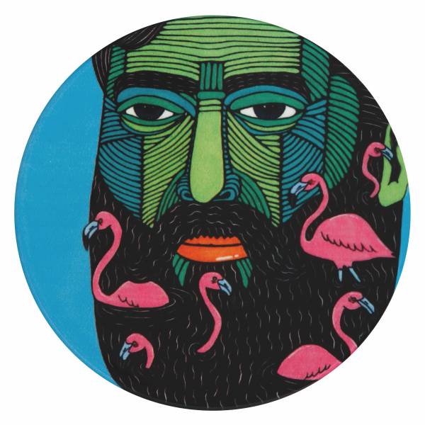MULGA Untersetzer rund, 10,5 cm, Flamingo Man, Keramik - Kork