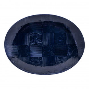 ARC Platte oval, 36 x 27 cm, Indigoblau, Premium-Keramik, in Geschenkbox