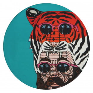 MULGA Untersetzer rund, 10,5 cm, Tiger Man, Keramik - Kork